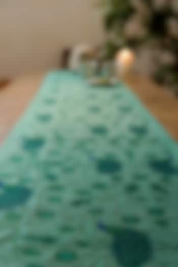 Sea-Green Hand Embroidered Table Runner by Veaves