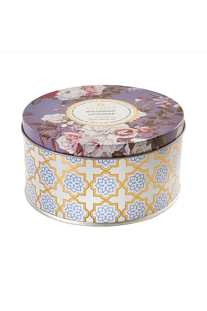 Multi Colored Bulgarian Lavender 3 Wick Tin Scented Candle by VEEDAA