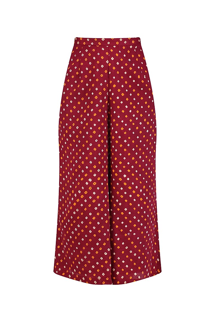 Off white 'A' line pita work dragonfly embroidery kurta with bandhini palazzos available only at Pernia's Pop Up Shop.