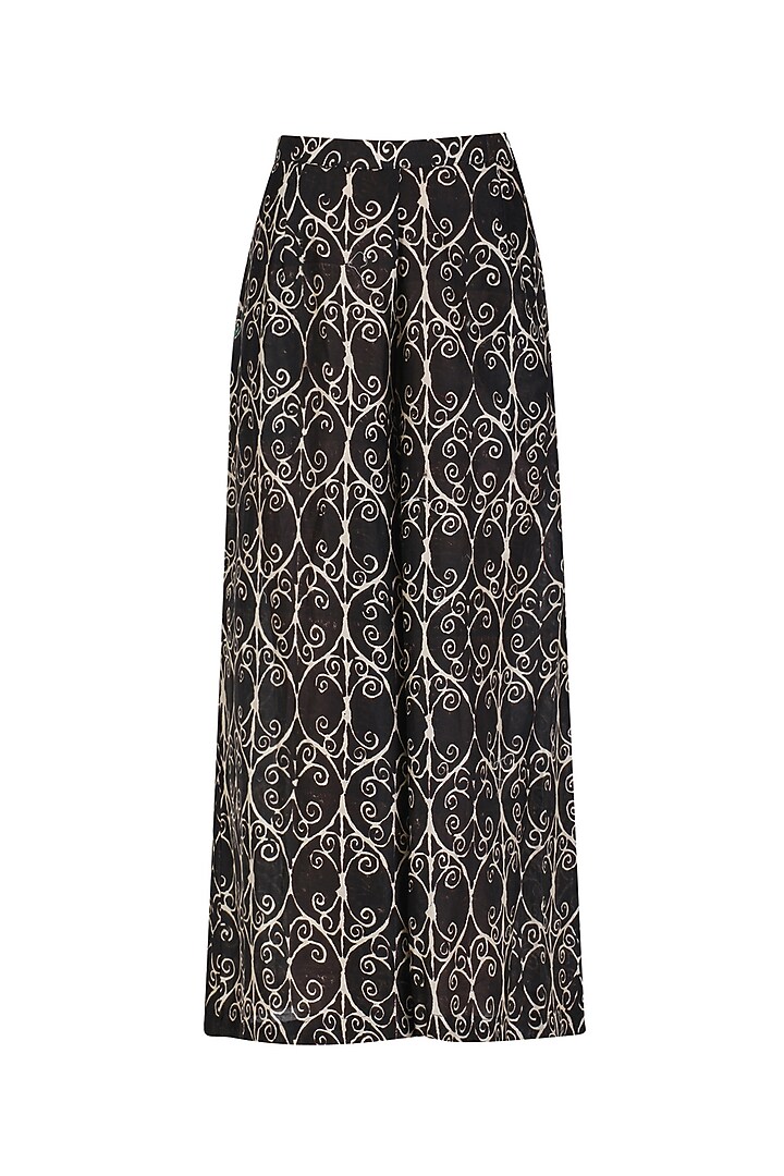 Powder blue 'A' line kurta with printed palazzos available only at Pernia's Pop Up Shop.