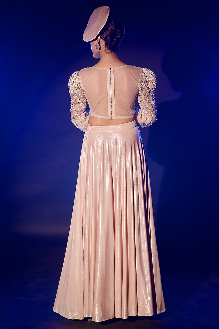 Rose Gold Metallic Lycra Skirt Set by Vesture at Pernia's Pop Up Shop
