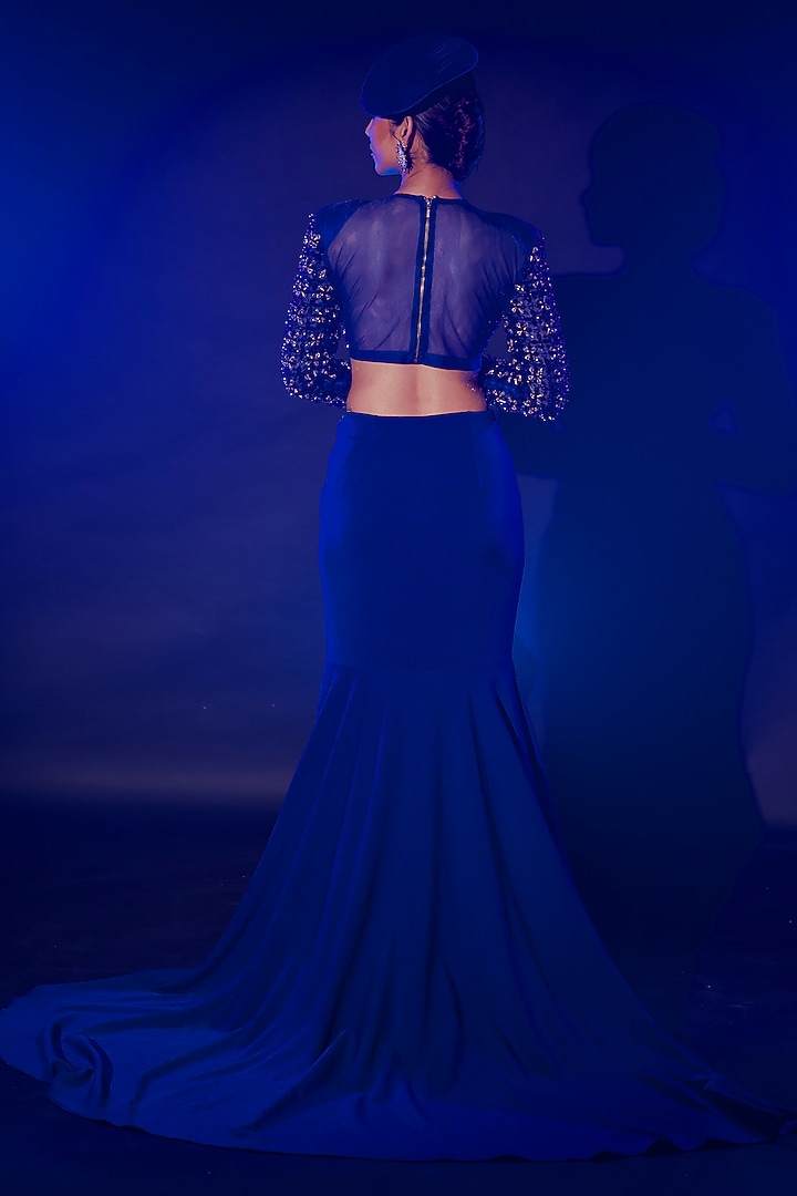 Electric Blue Blended Imported Fabric Skirt Set by Vesture at Pernia's Pop Up Shop