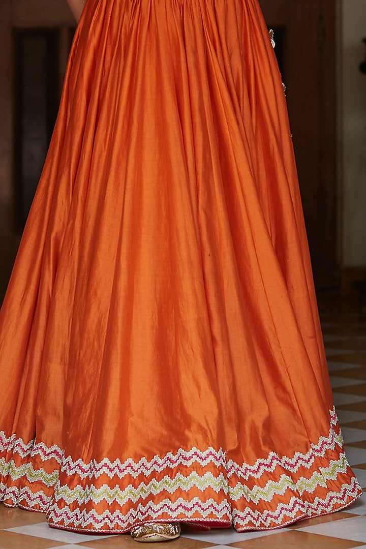 Orange Embroidered Wedding Lehenga Set by Vashisht Guru Dutt at Pernia's Pop Up Shop
