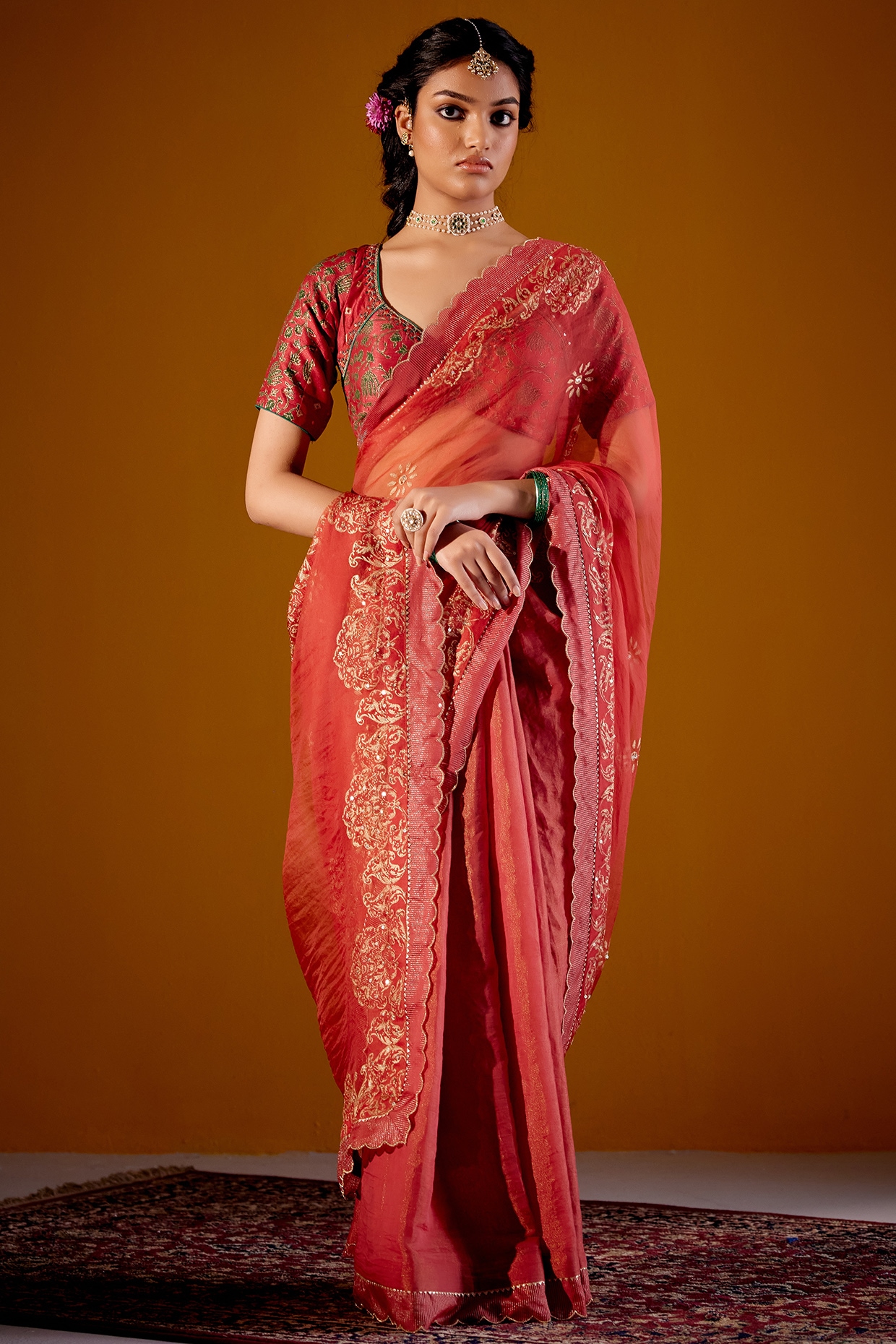 Uppada saree Tissue silk uppada saree - Lovley Orange saree for women –  shakthistyles