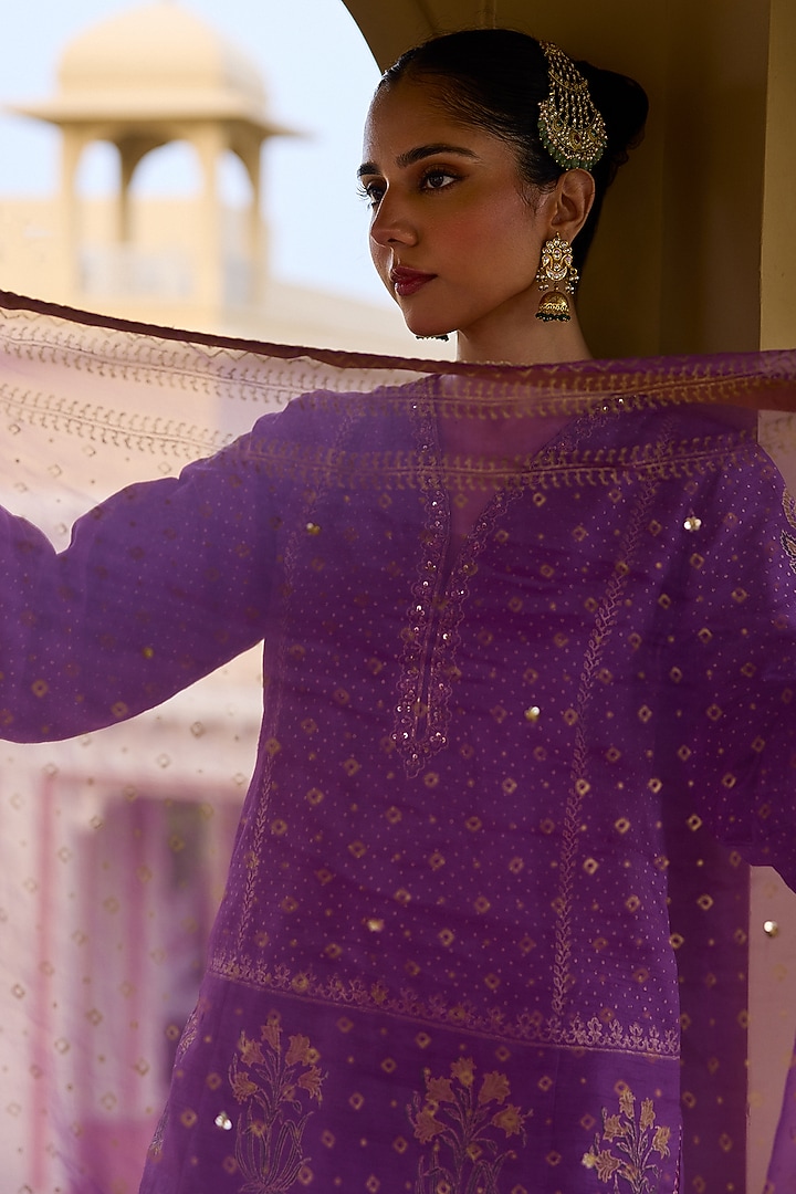 Gold Tissue Chanderi Wedding Sharara Set by Vashisht Guru Dutt at Pernia's Pop Up Shop