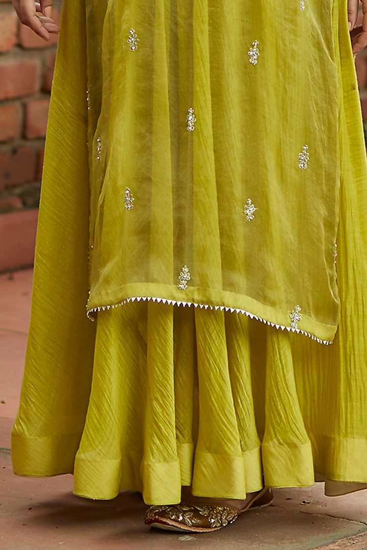 Olive Embroidered Layered Tunic Set by Vashisht Guru Dutt at Pernia's Pop Up Shop