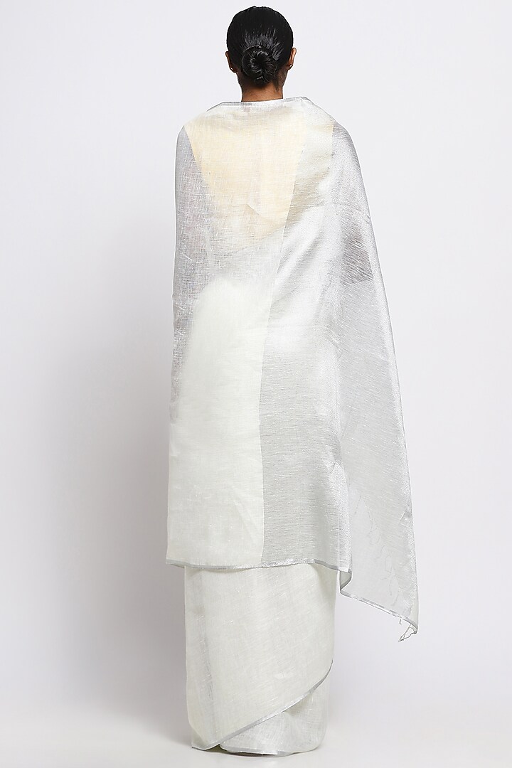 Lemon Yellow Pure Linen Festive Saree by Via East at Pernia's Pop Up Shop