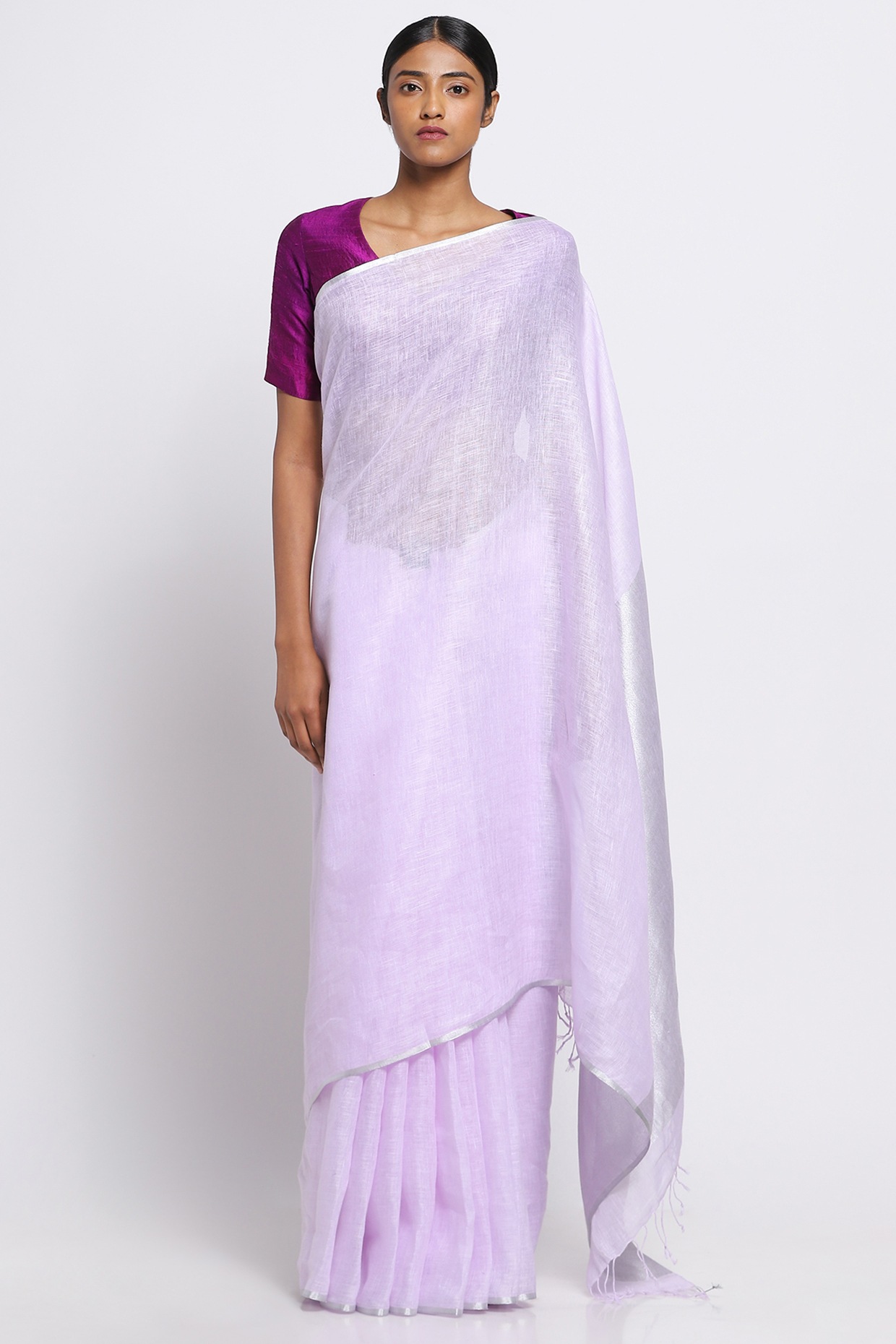 Lavender Colour Pure Soft Silk Saree Stylish Blouse Piece – TULIP DESIGNER