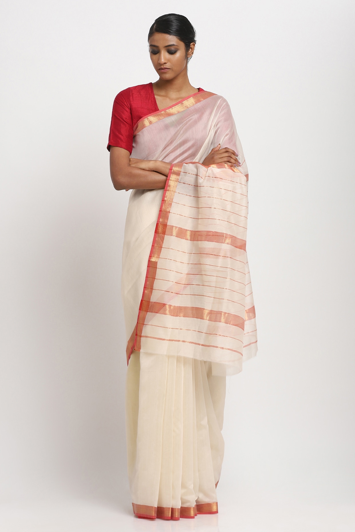 White & Red Malai Cotton With Katha Printed Saree – Bahuji - Premium Silk  Sarees Online Shopping Store