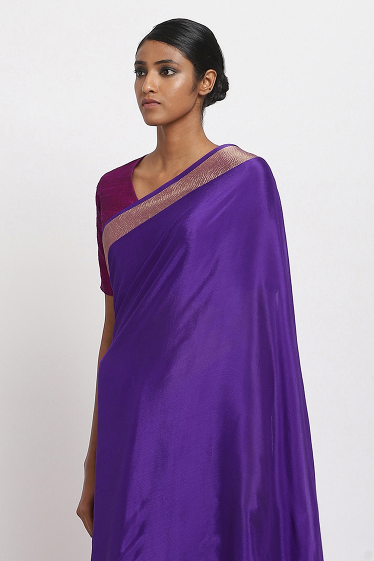 Daily Wear Purple Color Fashion Plain Bollywood Mahek Woman Silk Saree at  Best Price in Delhi | Malhotra Saree Emporium