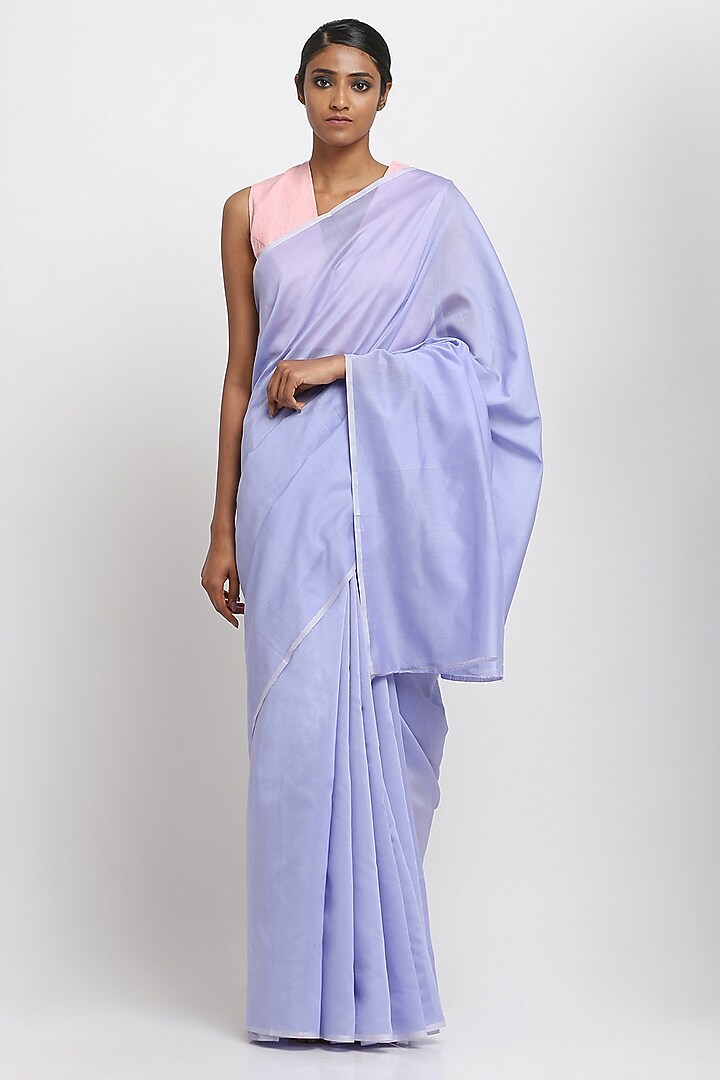 Lavender Cotton Handwoven Maheshwari Festive Saree by Via East at Pernia's Pop Up Shop