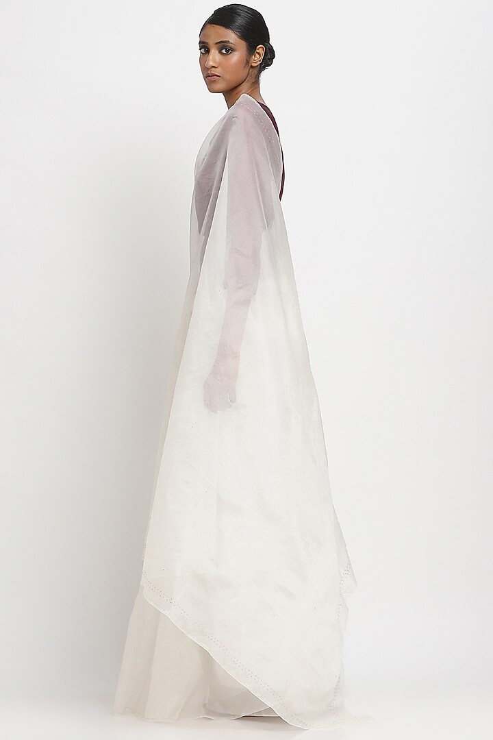White Pure Silk Organza Festive Saree by Via East at Pernia's Pop Up Shop