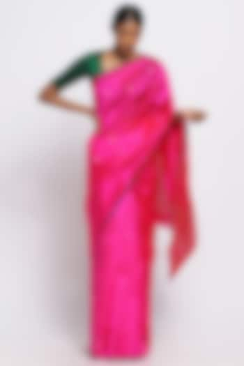 Pink Silk Chanderi Handwoven Saree by Via East at Pernia's Pop Up Shop