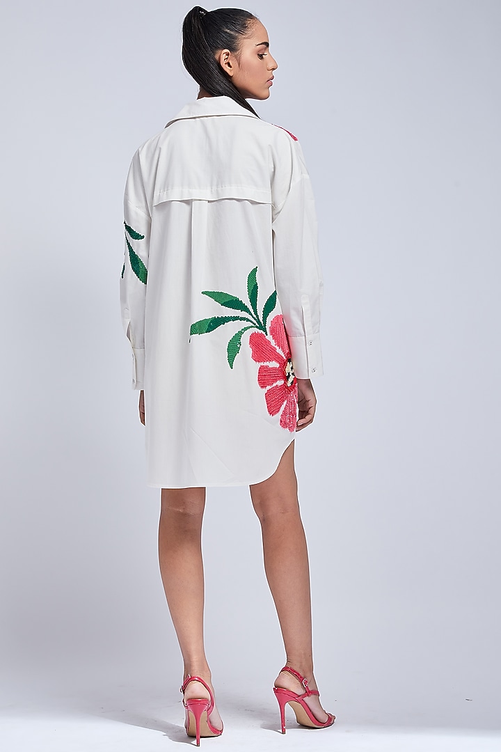 Ivory Embroidered Vacation Shirt Dress by VIAM at Pernia's Pop Up Shop