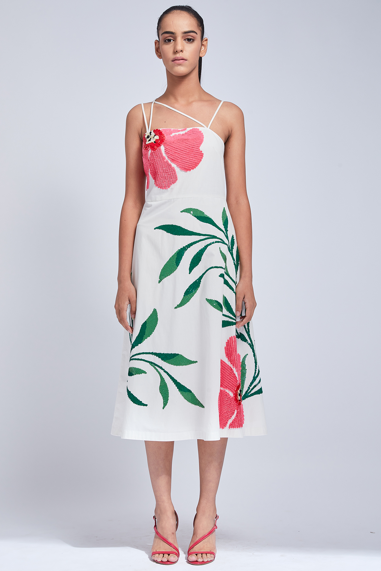 Ivory Embroidered Strap Cocktail Dress by VIAM at Pernia's Pop Up Shop