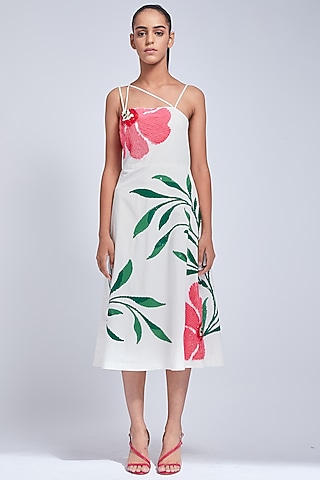 Ivory Embroidered Strap Dress by VIAM