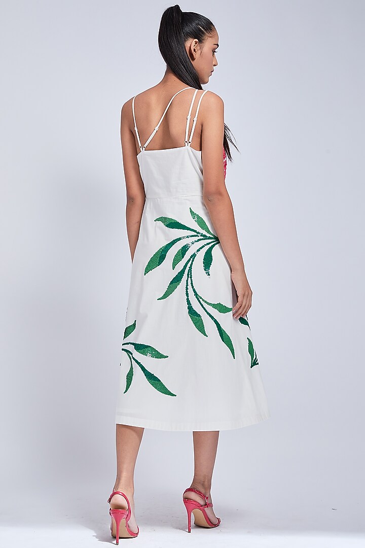 Ivory Embroidered Strap Cocktail Dress by VIAM at Pernia's Pop Up Shop
