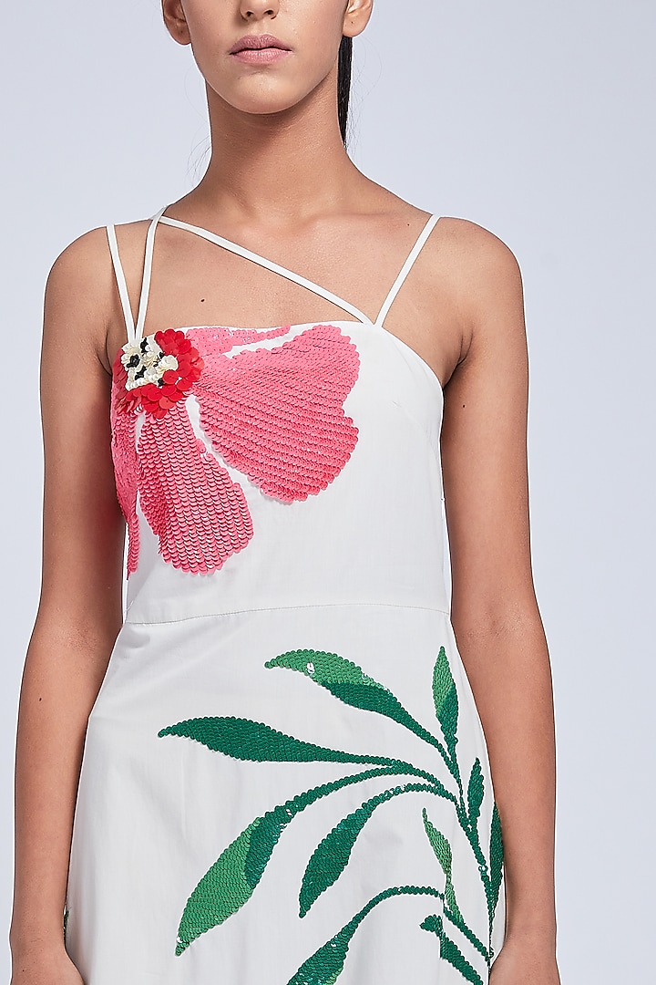 Ivory Embroidered Strap Cocktail Dress by VIAM at Pernia's Pop Up Shop