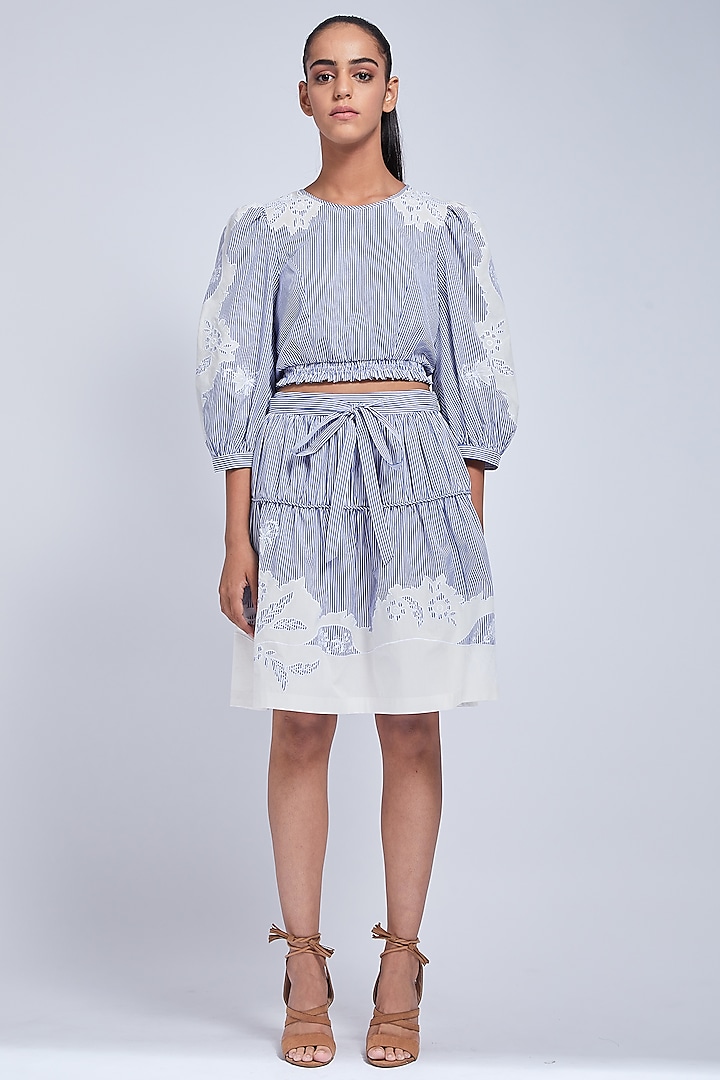 Blue & White Embroidered Top by VIAM at Pernia's Pop Up Shop