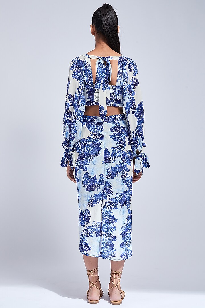 Blue & White Block Printed Top by VIAM at Pernia's Pop Up Shop