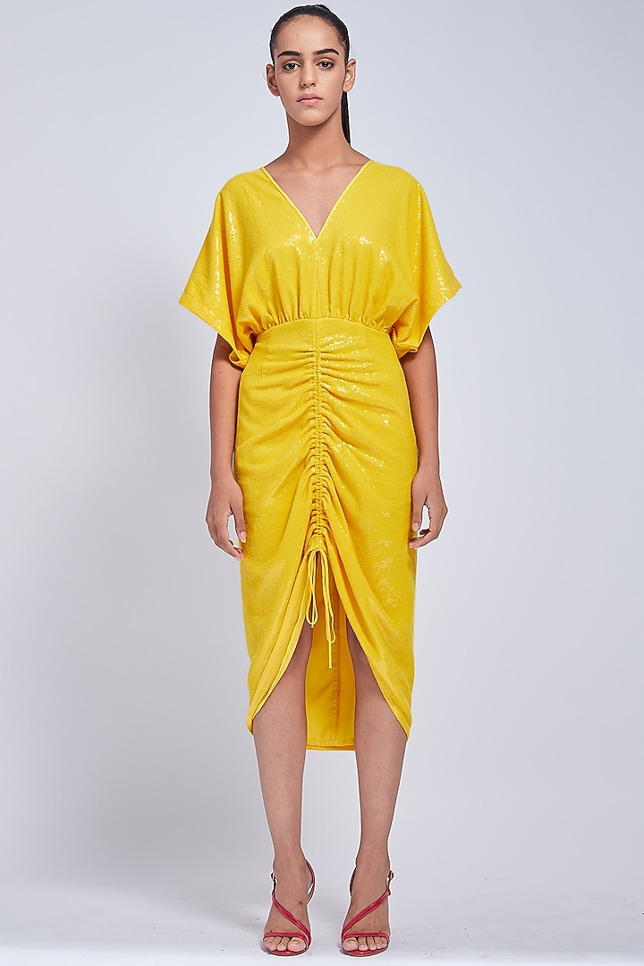 Yellow Sequins Cocktail Dress by VIAM at Pernia's Pop Up Shop