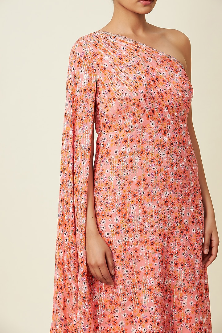 Blush Pink Metallic Silk Georgette Kurta Set by VIAM at Pernia's Pop Up Shop