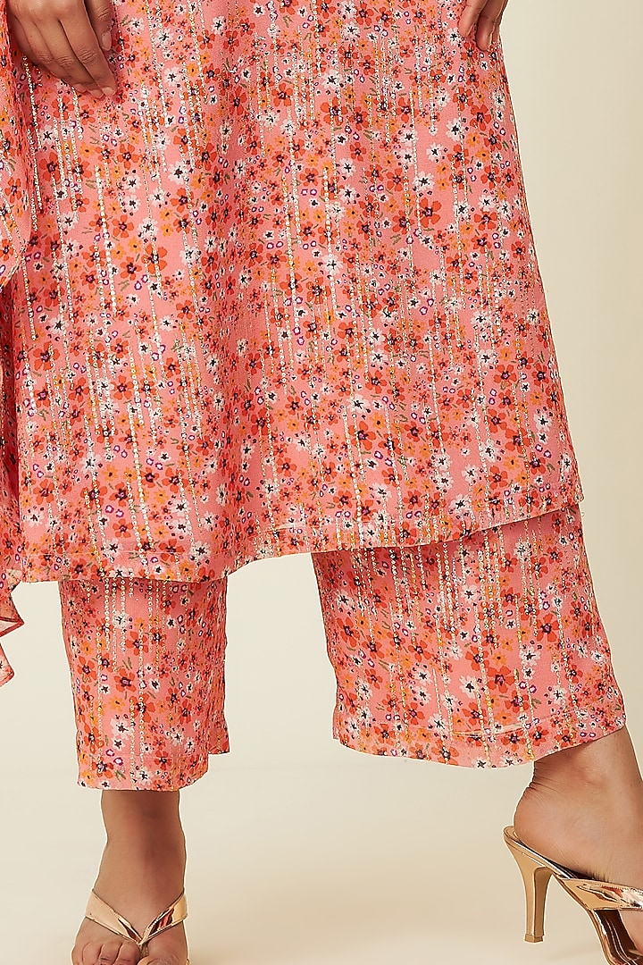Blush Pink Metallic Silk Georgette Kurta Set by VIAM at Pernia's Pop Up Shop