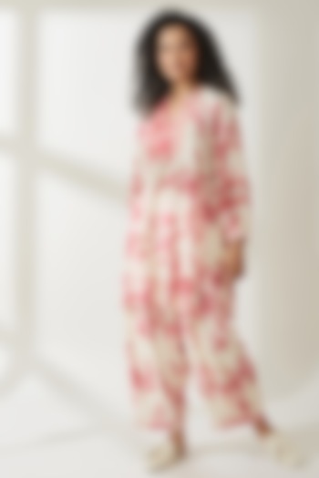 Pink Printed & Embroidered Tunic by VIAM at Pernia's Pop Up Shop