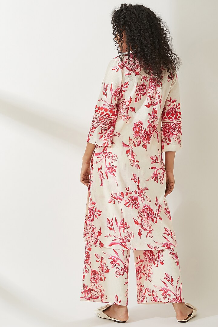 Pink Floral Printed Trousers by VIAM at Pernia's Pop Up Shop