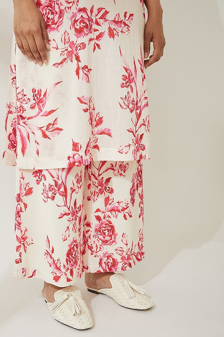 Pink Floral Printed Trousers by VIAM at Pernia's Pop Up Shop