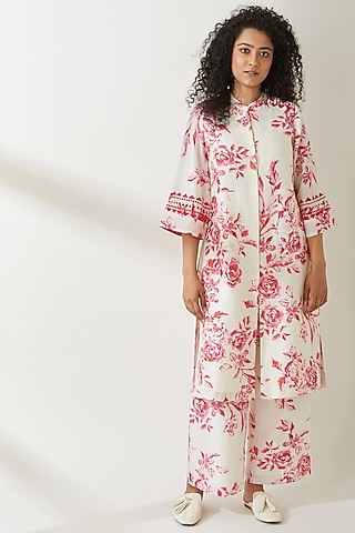 Pink Trousers With Floral Print by VIAM