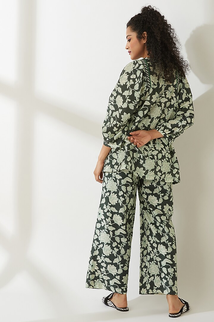 Green Floral Printed Top by VIAM at Pernia's Pop Up Shop