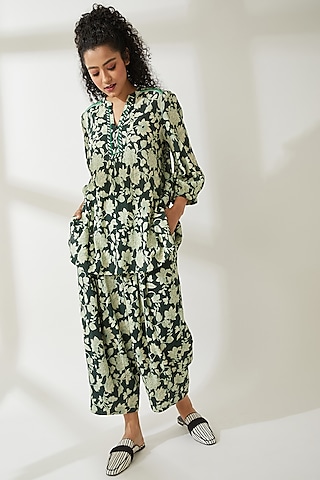 Green Top With Floral Print by VIAM