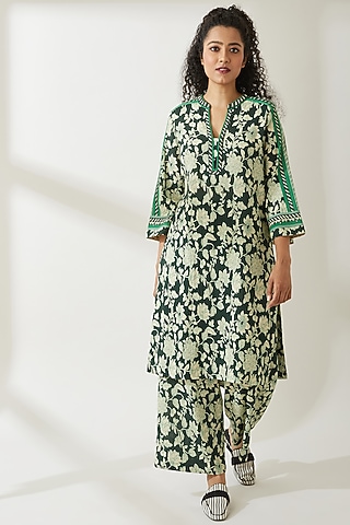 Green Printed Trousers by VIAM