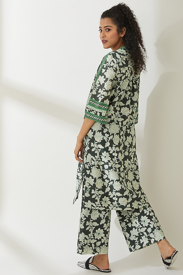 Green Floral Printed Sherwani by VIAM at Pernia's Pop Up Shop