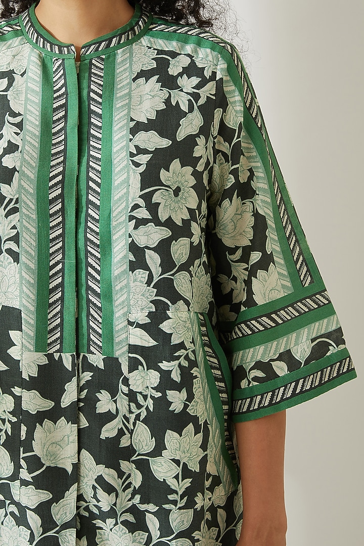 Green Floral Printed Sherwani by VIAM at Pernia's Pop Up Shop