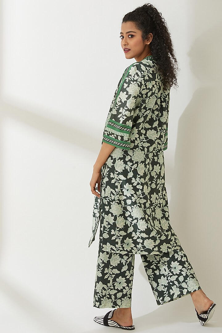 Green Trousers With Print by VIAM at Pernia's Pop Up Shop