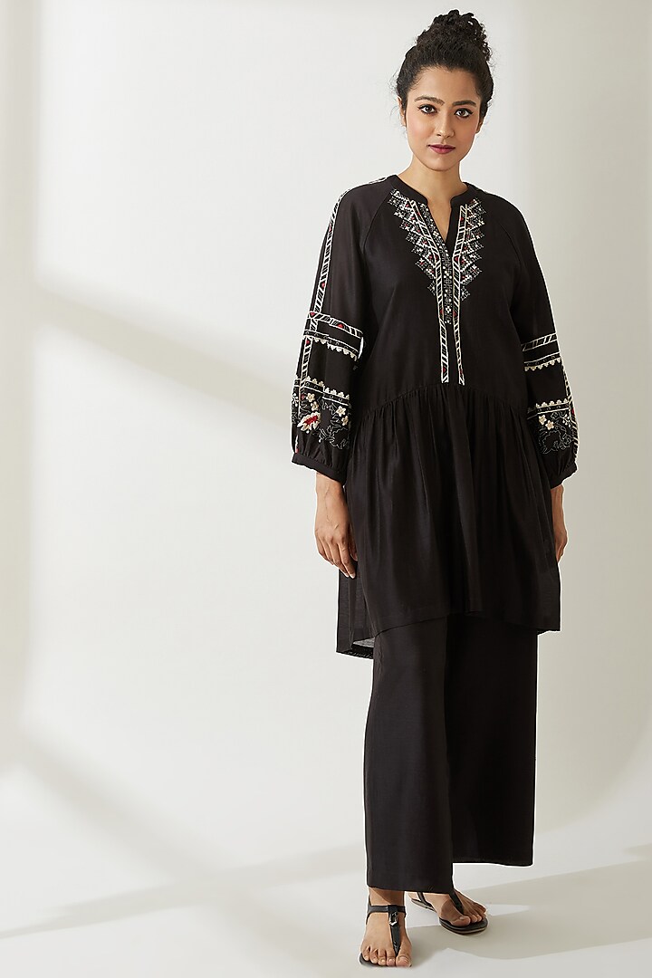 Black Embroidered Top by VIAM at Pernia's Pop Up Shop