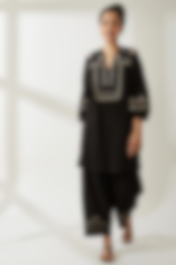 Black Embroidered Tunic by VIAM