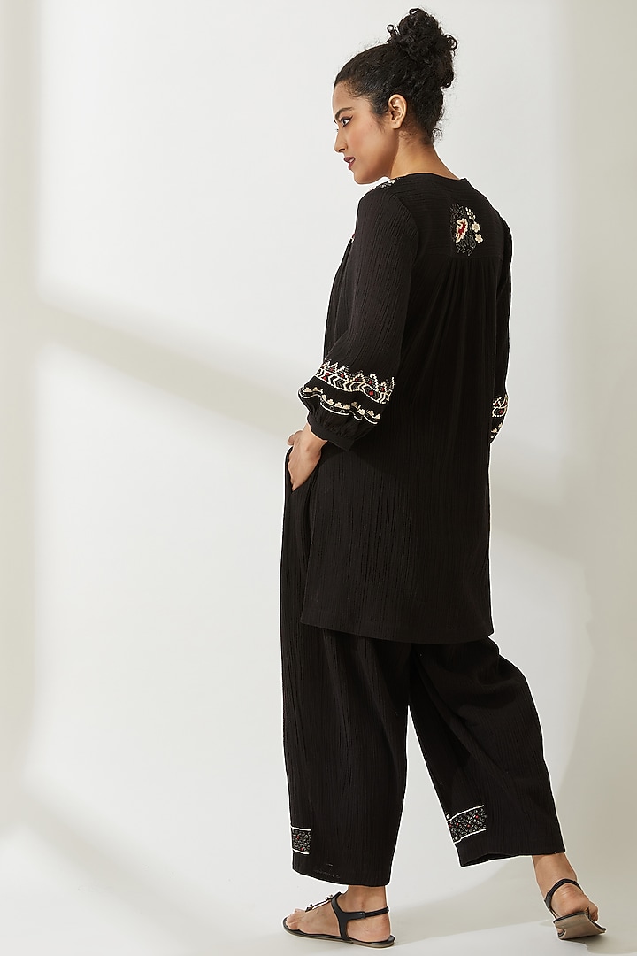 Black Embroidered Tunic by VIAM at Pernia's Pop Up Shop