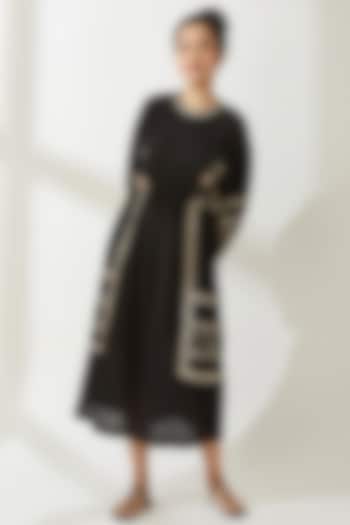 Black Floral Embroidered Dress by VIAM at Pernia's Pop Up Shop