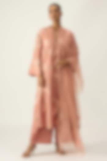 Onion Pink Chanderi Hand Embroidered Kurta Set by Viam at Pernia's Pop Up Shop