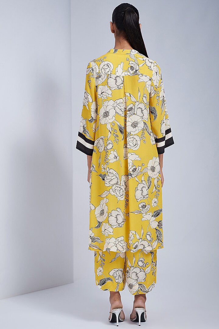 Canary Yellow Floral Printed Sherwani Set by VIAM at Pernia's Pop Up Shop