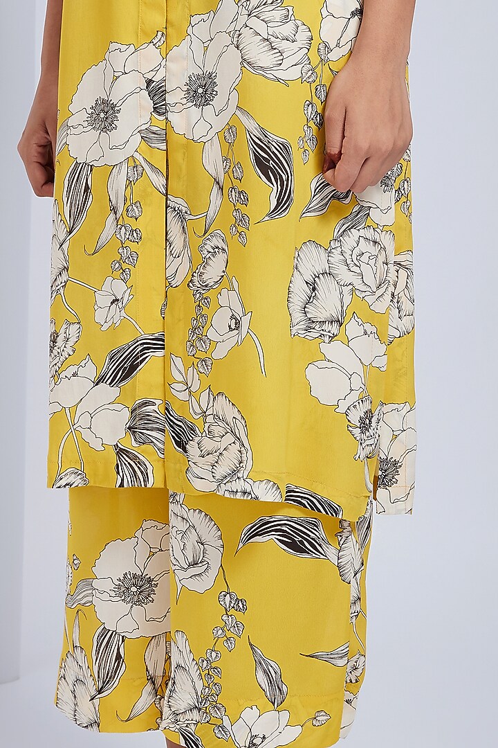 Canary Yellow Floral Printed Sherwani Set by VIAM at Pernia's Pop Up Shop