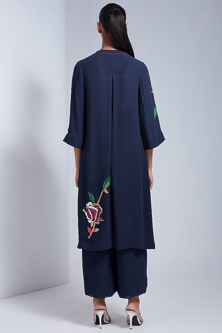 Blue Hand Embroidered Sherwani Set by VIAM at Pernia's Pop Up Shop