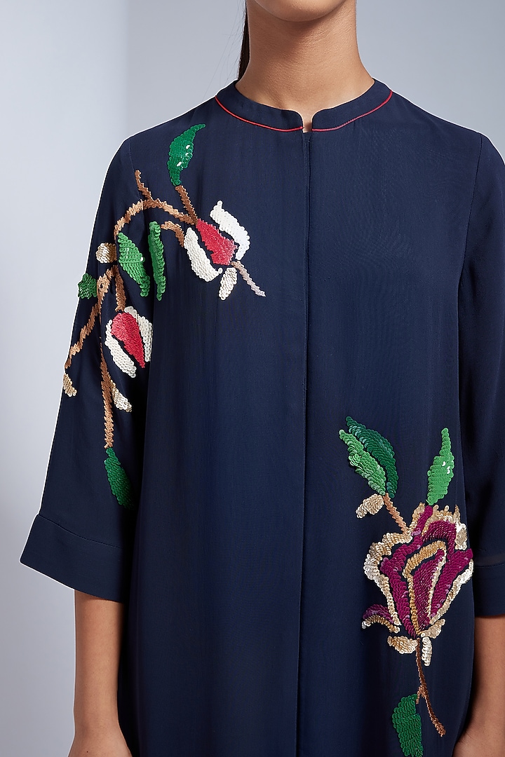 Blue Hand Embroidered Sherwani Set by VIAM at Pernia's Pop Up Shop