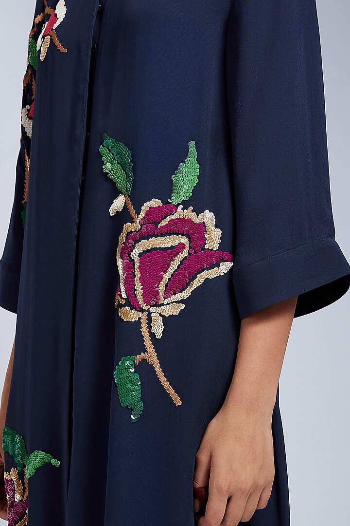 Blue Hand Embroidered Sherwani Set by VIAM at Pernia's Pop Up Shop