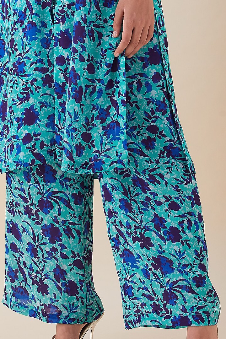 Raspberry Blue Hand Embroidered Sherwani Set by VIAM at Pernia's Pop Up Shop