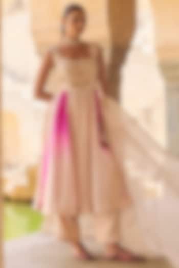 White Pure Silk Hand Embroidered Wedding Anarkali Set by Vinita Bhansali at Pernia's Pop Up Shop