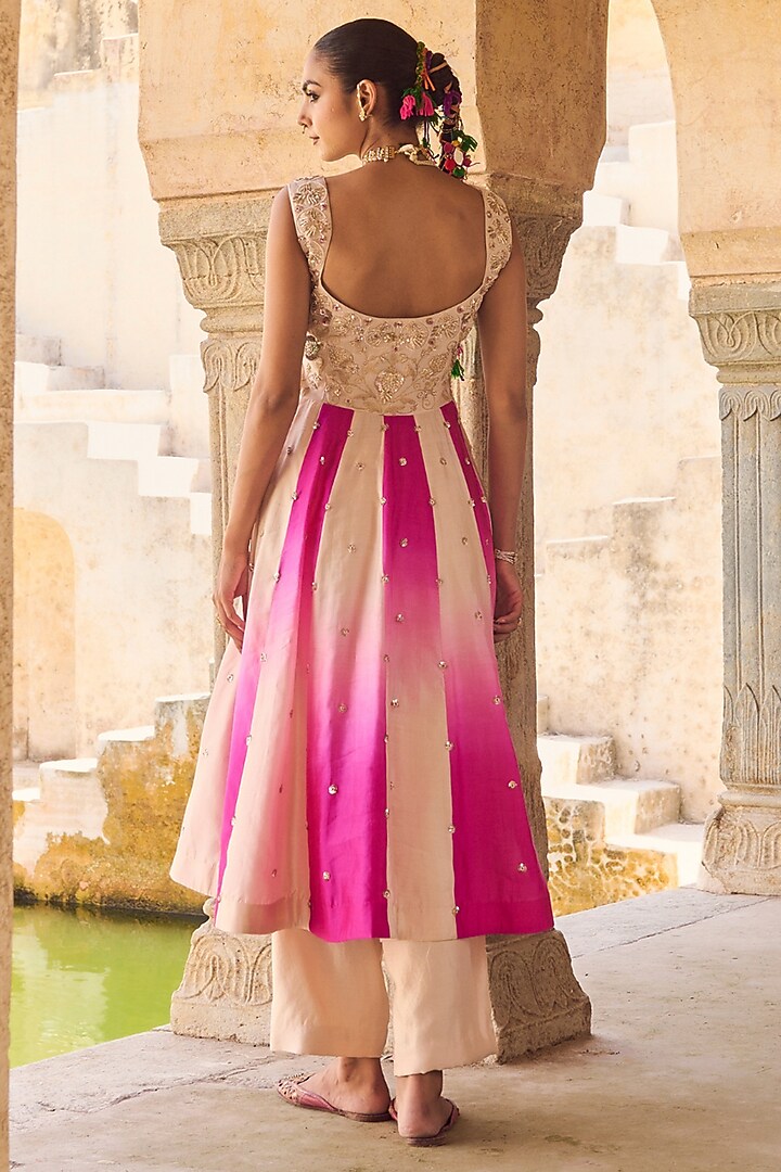 White Pure Silk Hand Embroidered Wedding Anarkali Set by Vinita Bhansali at Pernia's Pop Up Shop